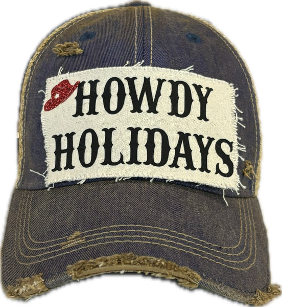 BohoGroove “Howdy Holidays” Hat – Funny Christmas Holiday Snapback Trucker | Sparkly Vintage Distressed Festive Baseball Cap