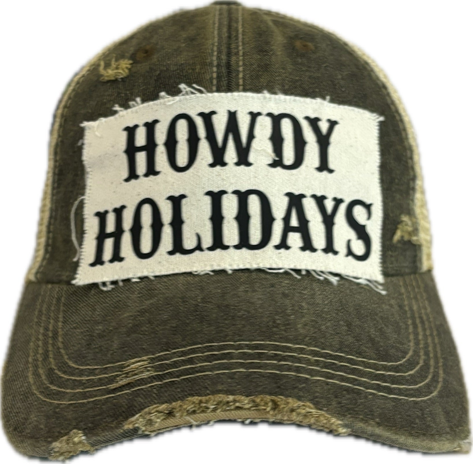 BohoGroove “Howdy Holidays” Hat – Funny Christmas Holiday Snapback Trucker | Vintage Distressed Festive Baseball Cap