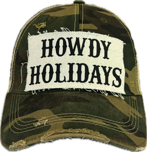 BohoGroove “Howdy Holidays” Hat – Funny Christmas Holiday Snapback Trucker | Vintage Distressed Festive Baseball Cap