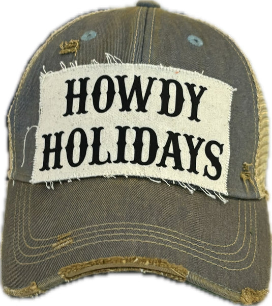 BohoGroove “Howdy Holidays” Hat – Funny Christmas Holiday Snapback Trucker | Vintage Distressed Festive Baseball Cap
