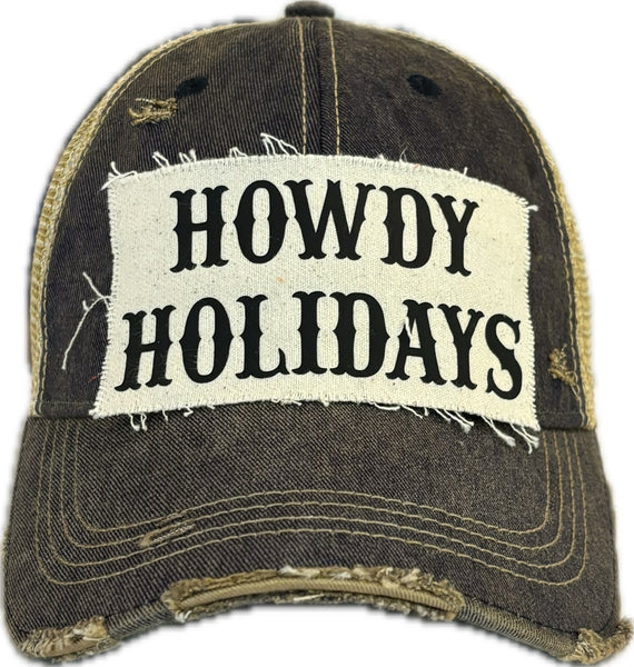 BohoGroove “Howdy Holidays” Hat – Funny Christmas Holiday Snapback Trucker | Vintage Distressed Festive Baseball Cap
