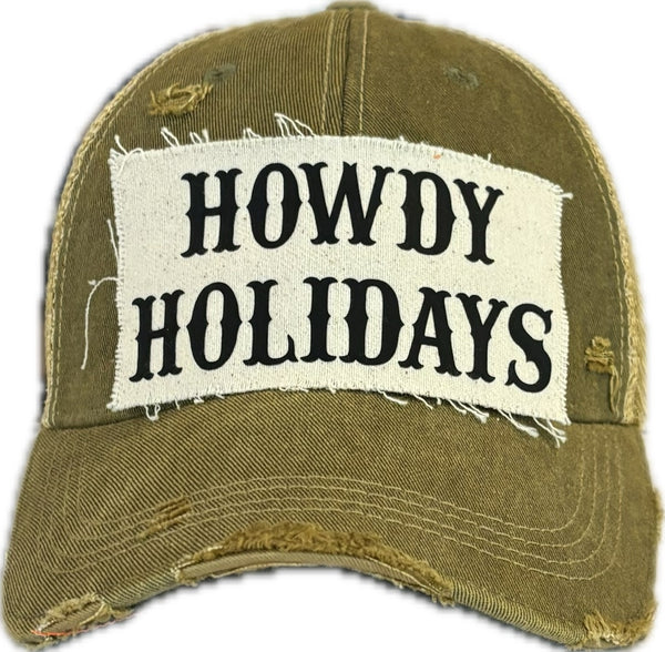 BohoGroove “Howdy Holidays” Hat – Funny Christmas Holiday Snapback Trucker | Vintage Distressed Festive Baseball Cap