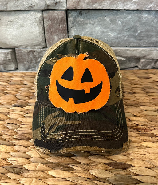 Pumpkin Hat, Jack O Lantern, Fall Hat, Halloween Cap