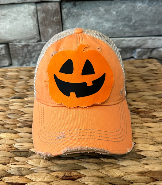 Pumpkin Hat, Jack O Lantern, Fall Hat, Halloween Cap