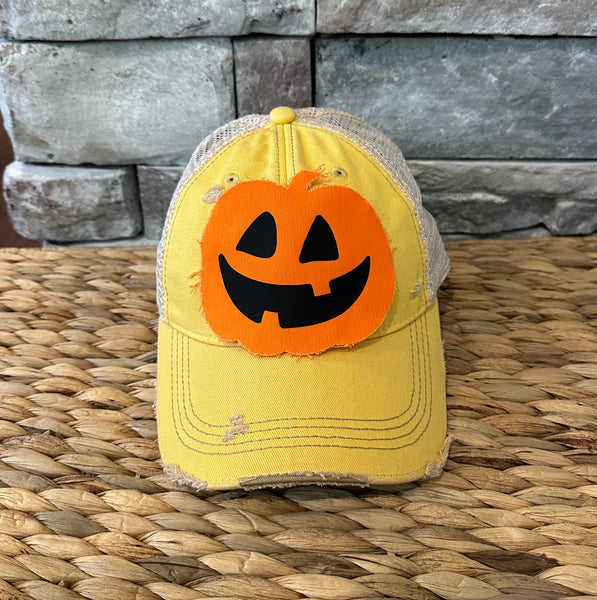 Pumpkin Hat, Jack O Lantern, Fall Hat, Halloween Cap