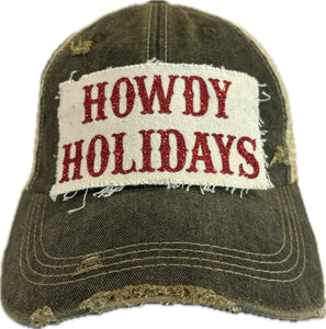 Howdy Holidays Red Sparkle Hat